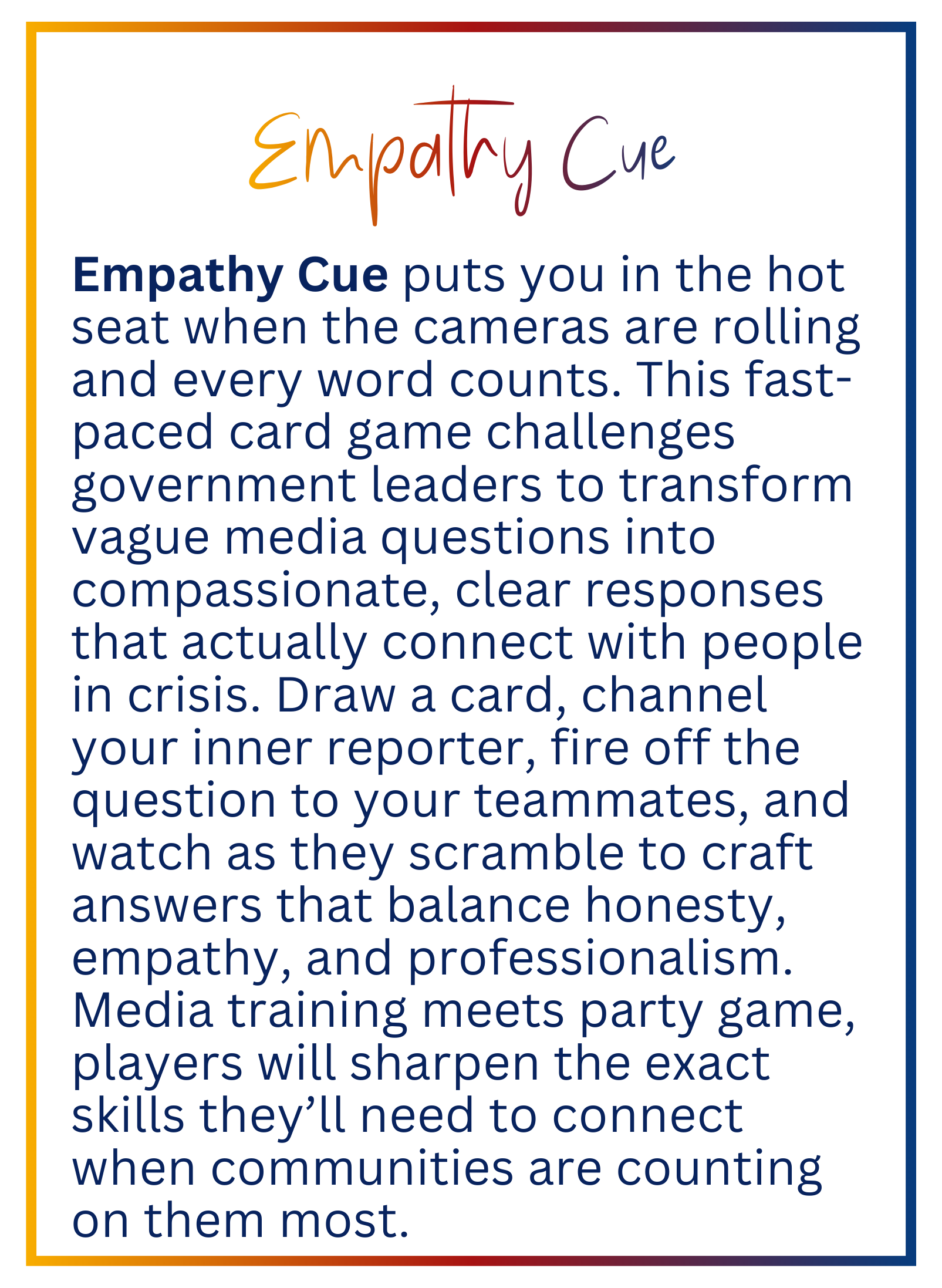 Empathy Cue: The Crisis Communication Card Game